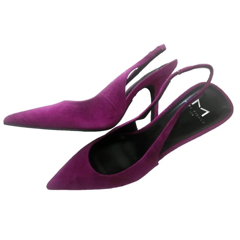 Marc Fisher Women's Emalyn Slingback Pointed Toe Pumps Magenta Suede Size 7.5 M